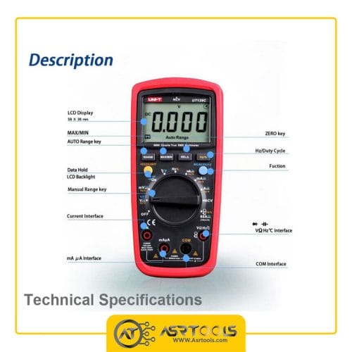 مولتی متر دیجیتال یونی تی مدل UNI-T UT139C ASRTOOLS
