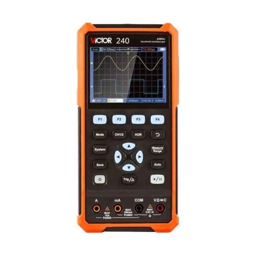 VICTOR 240 handheld digital automotive oscilloscope with multimeter two channel 40mhz bandwidth electronic meter with USB SCPI-0-اسیلوسکوپ دستی ویکتور مدل VICTOR 240