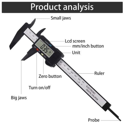 Digital Caliper Measuring Tool, CACHOR 0-6 Vernier Caliper - 150mm Electronic Micrometer Caliper with Large LCD Screen, Auto-Off, Inch Millimeter Conversion-0-کولیس دیجیتال مدل 150mm