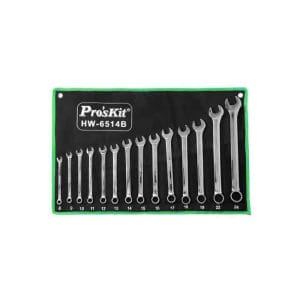آچار یکسر تخت و یکسر رینگ پروسکیت مدل Proskit HW-6514B مجموعه 14 عددی