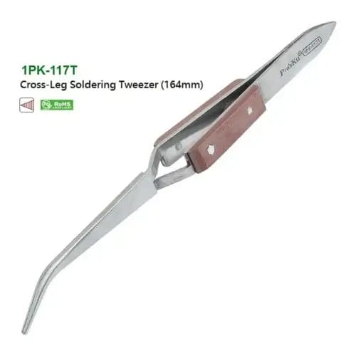 پنس معکوس سرکج آهنربایی دسته چوبی پروسکیت مدل Proskit 1PK-117T سایز 164 میلی متر عصرتولز
